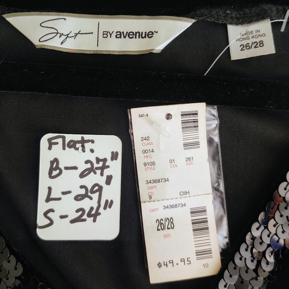 AVENUE Velvet Sequin Cardigan 26/28 Black Sweater - Picture 3 of 9